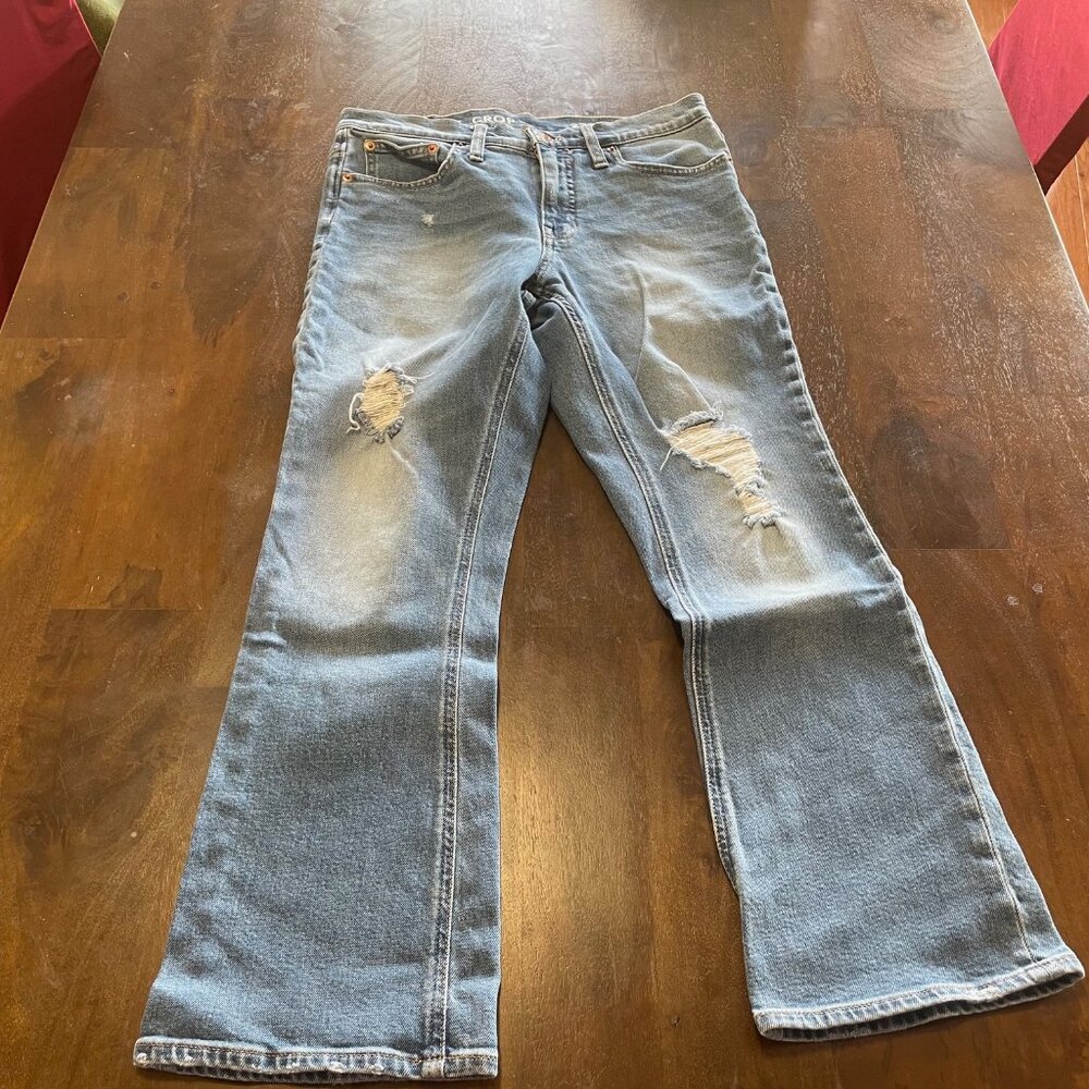 J Crew Demi Boot Crop DIstressed Jeans